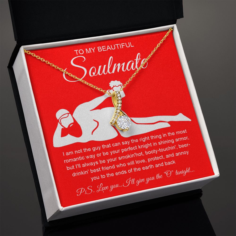 To My Beautiful Soulmate Necklace For Women, Funny Gifts For Girlfriend,Valentine Presents For Girlfriend, Best Birthday Meaningful Gift Ideas For Wife, Women Romantic Jewelry For Her Anniversary Message Card and Gift Box Styles Allruing Necklace