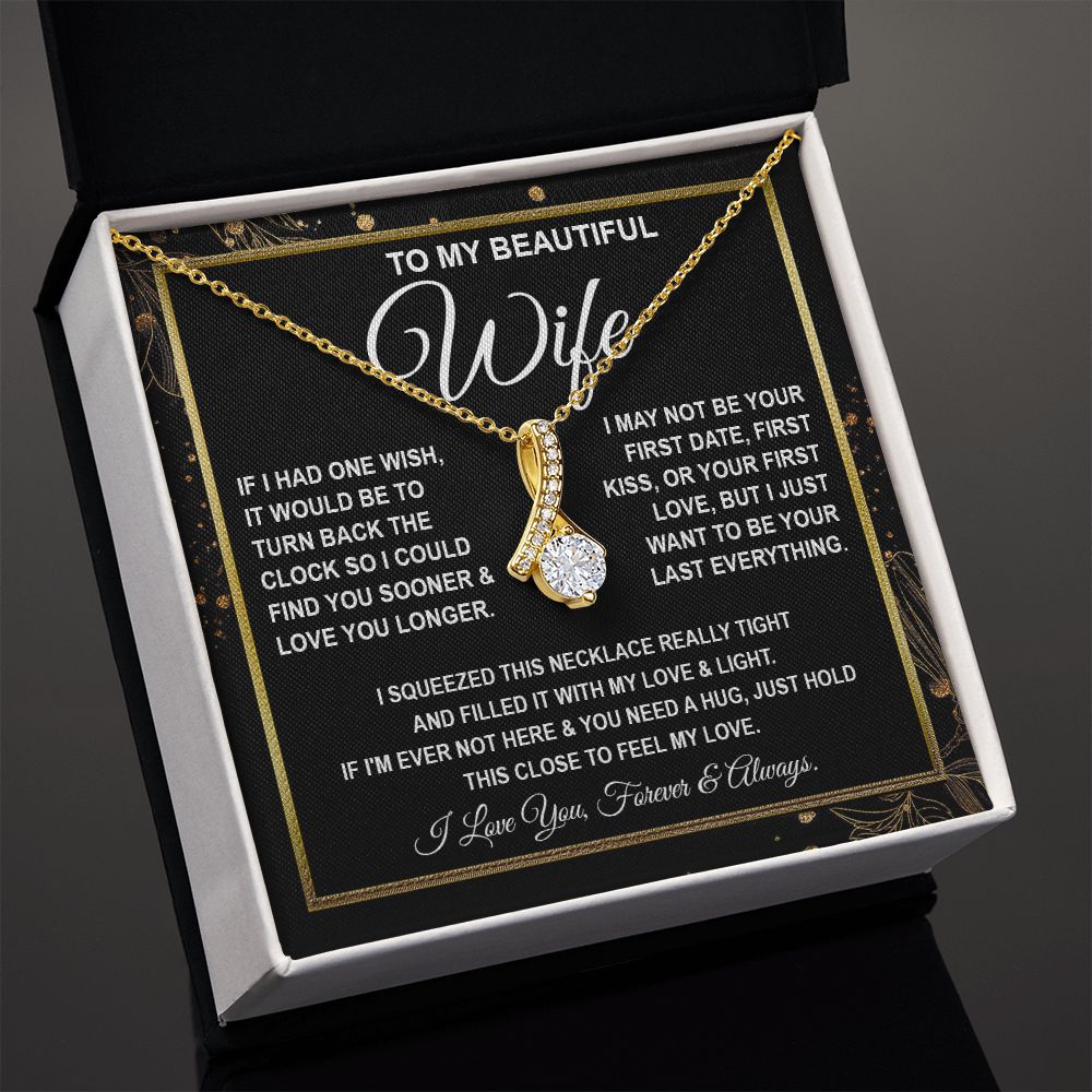 To My Beautiful Wife Necklace, Soulmate Jewelry For Women, Wife Necklace From Husband, Soulmate Gifts For Her, To My Future Soulmate Necklace Message Card and Necklace Gifts Box Gift Box Styles on Birthday, Wedding, Anniversary, Valentine Allruing Necklac