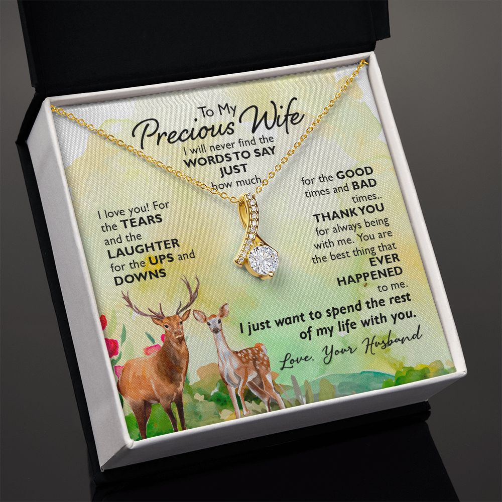 To My Preious Wife Necklace Romantic Gifts For Her Unique Necklaces For Wife From Husband Cute Valentines Day Anniversary Birthday For Wife, Love Knot Meaningful Necklace Message Card and Gift Box Styles on Birthday, Christmas, Anniversary Allruing Neckla