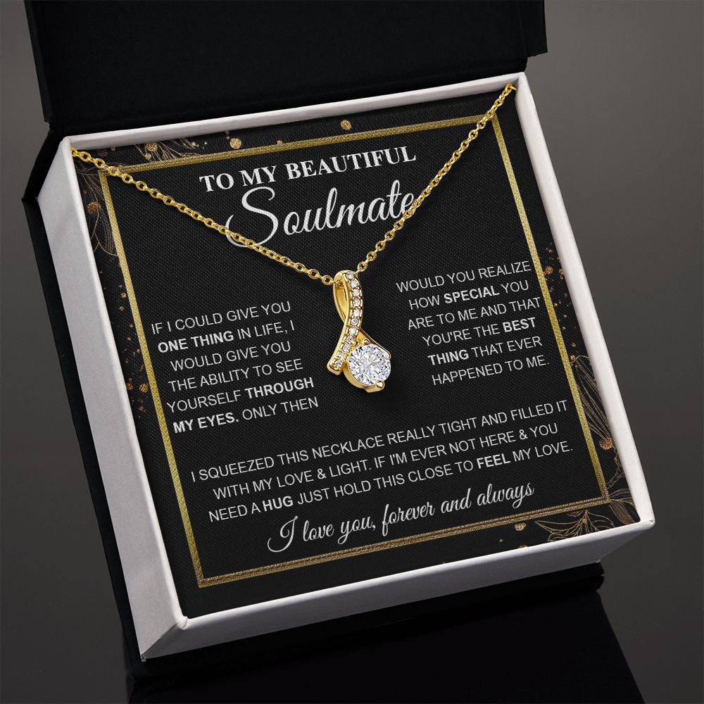 To My Beautiful Soulmate Necklace, Love knot Necklace for Girlfriend, Soulmate Jewelry, Soulmate Necklace, Future Wife Gift, Necklace for Wife from Husband Necklace Message Card and Gift Box Styles on Birthday, Christmas, Wedding, Anniversary Allruing Nec