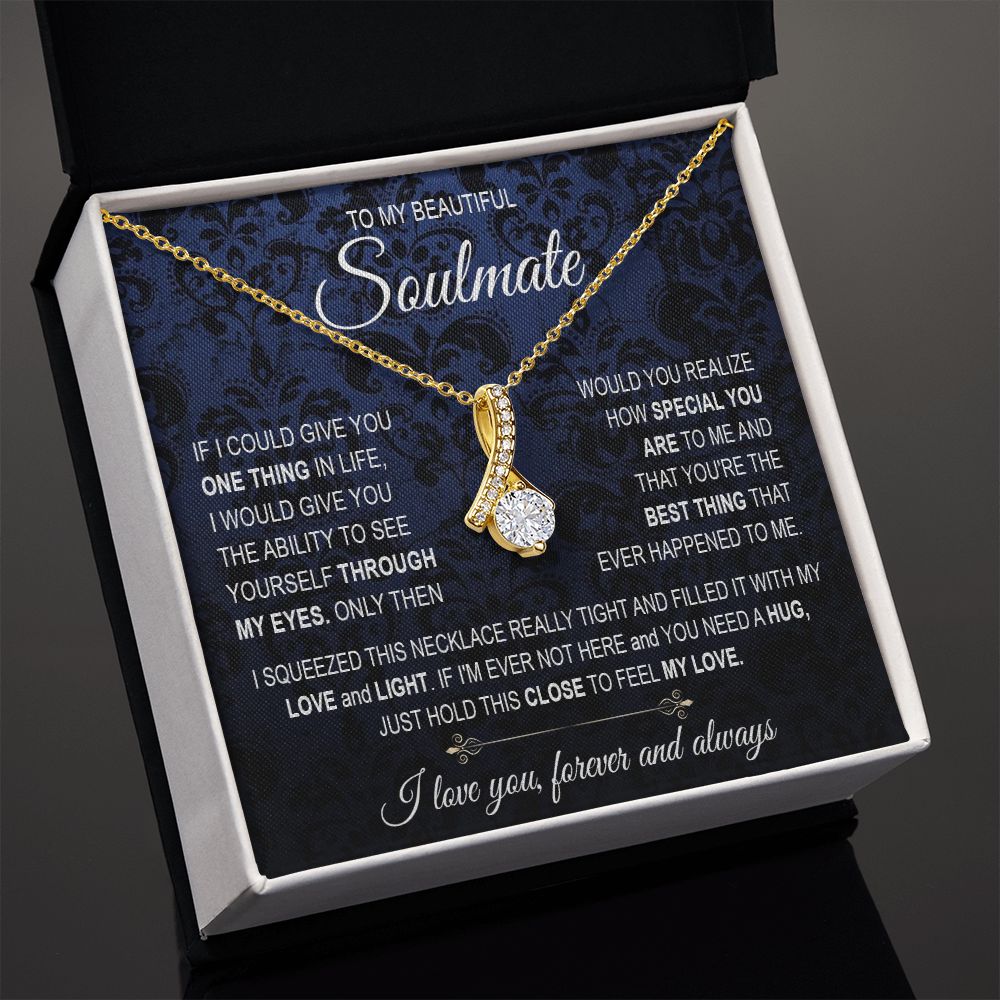 To My Soulmate Necklace for Women, Necklaces For Wife from Husband, Soulmate Necklace to My Future Wife, Necklace For Girlfriend with Message Card and Necklace Gift Box Gift Box Styles on Birthday, Christmas, Wedding, Anniversary Allruing Necklace