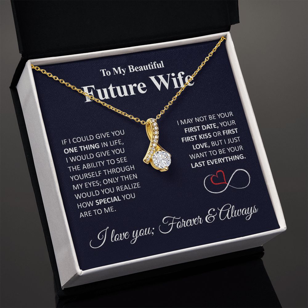 Future Wife Necklace My Last Everything, Promise Necklace For Her, Fiance Gifts For Her, Birthday Gifts For Future Wife With Message Card Box LED, Soulmate Necklace For Women, To My Wife Necklace Allruing Necklace