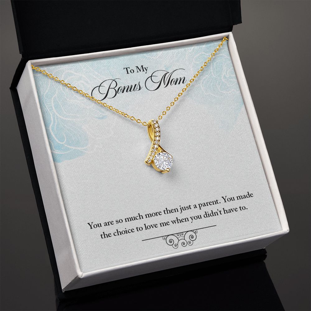 My Bonus Mom Necklace, Dear Mom, Mother's Day Necklace, Gift for Mom from Daughter, Son, Amazing Mom, Perfect Mother Mother's Day Gift, Love Knot Necklace Message Card and Gift Box Styles on Birthday, Christmas, Anniversary  Allruing Necklace