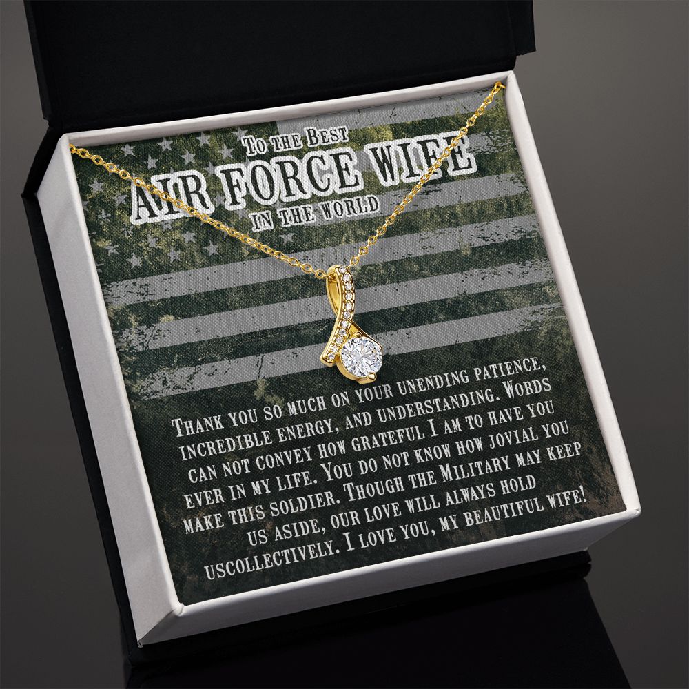 Couples Gifts, Air Force Wife Necklace Gifts From Husband, Wedding Anniversary Jewelry For Wife From Husband, Wife Birthday From Husband, To My Beautiful Wife Girlfriend Message Card and Gift Box styles On Birthday, Christmas, Anniversary  Allruing Neckla