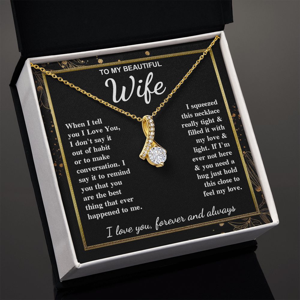 To My Beautiful Wife Necklace Gift for Her, Soulmate for Wife Valentine Gifts from Husband, Wedding for Women, Soulmate Gifts, Message Card and Necklace Gifts Box Gift Box Styles on Birthday, Wedding, Anniversary, Valentine Allruing Necklace