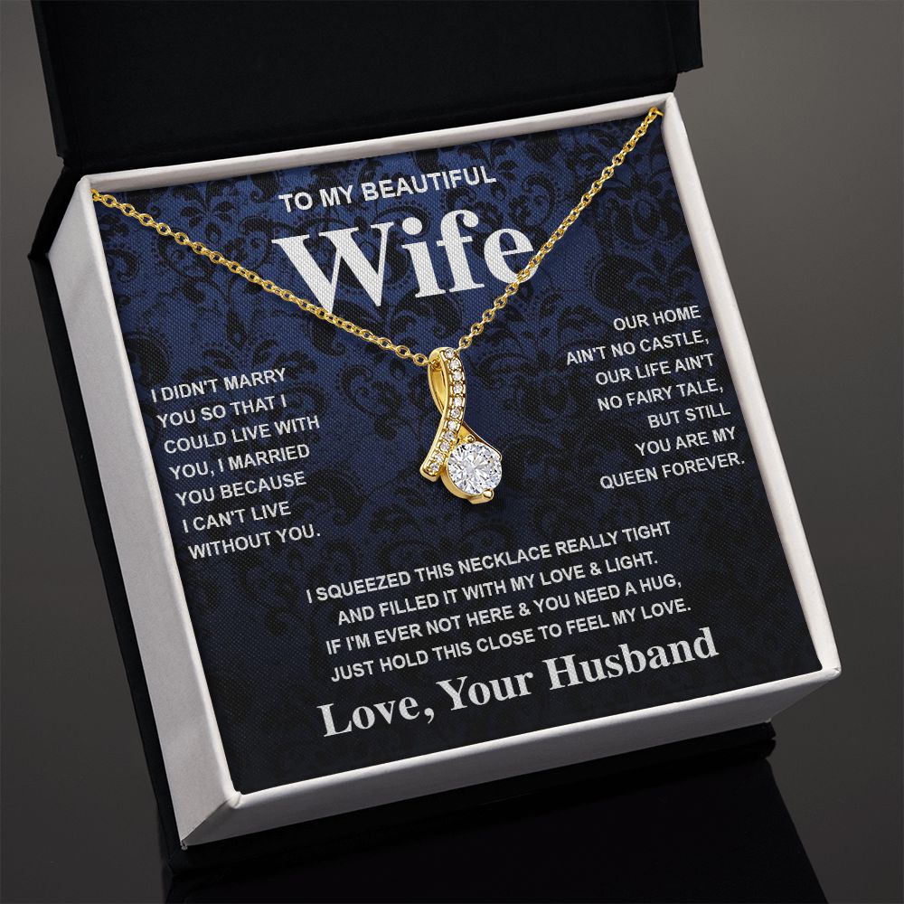 Wife Necklace Gift From Husband To My Badass Wife Valentines Day Anniversary Jewelry with Message Card and Gift Box. Gift for Wife. Necklace Gift Set for Wife Message Card and Necklace Gifts Box Gift Box Styles Allruing Necklace