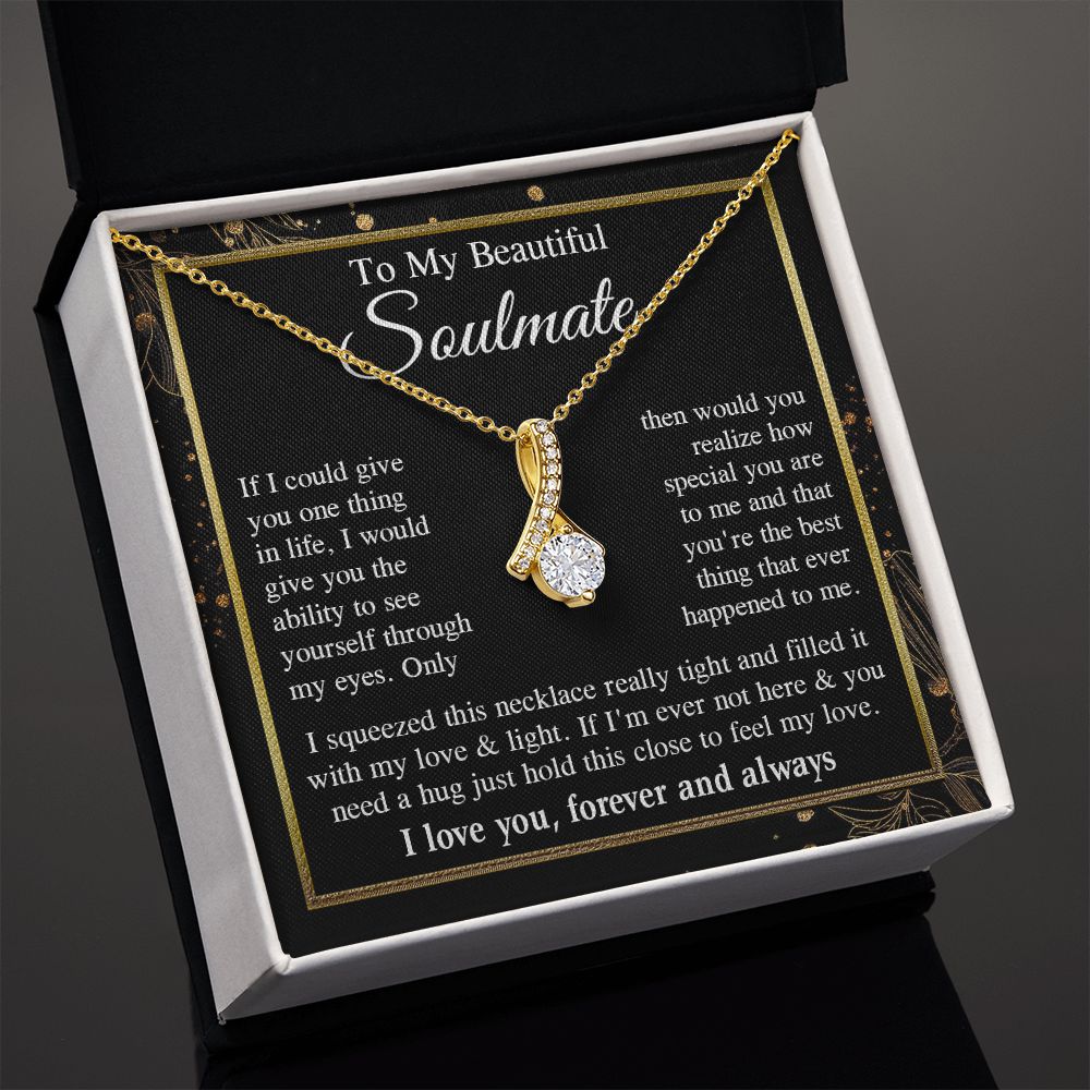 Soulmate Necklace Gift for Her, Soulmate Jewelry, Necklace for Future Wife, Valentine Jewelry for Wife Necklace Gifts from Husband - Soulmate Gift Necklace with Message Card and Gift Box Allruing Necklace