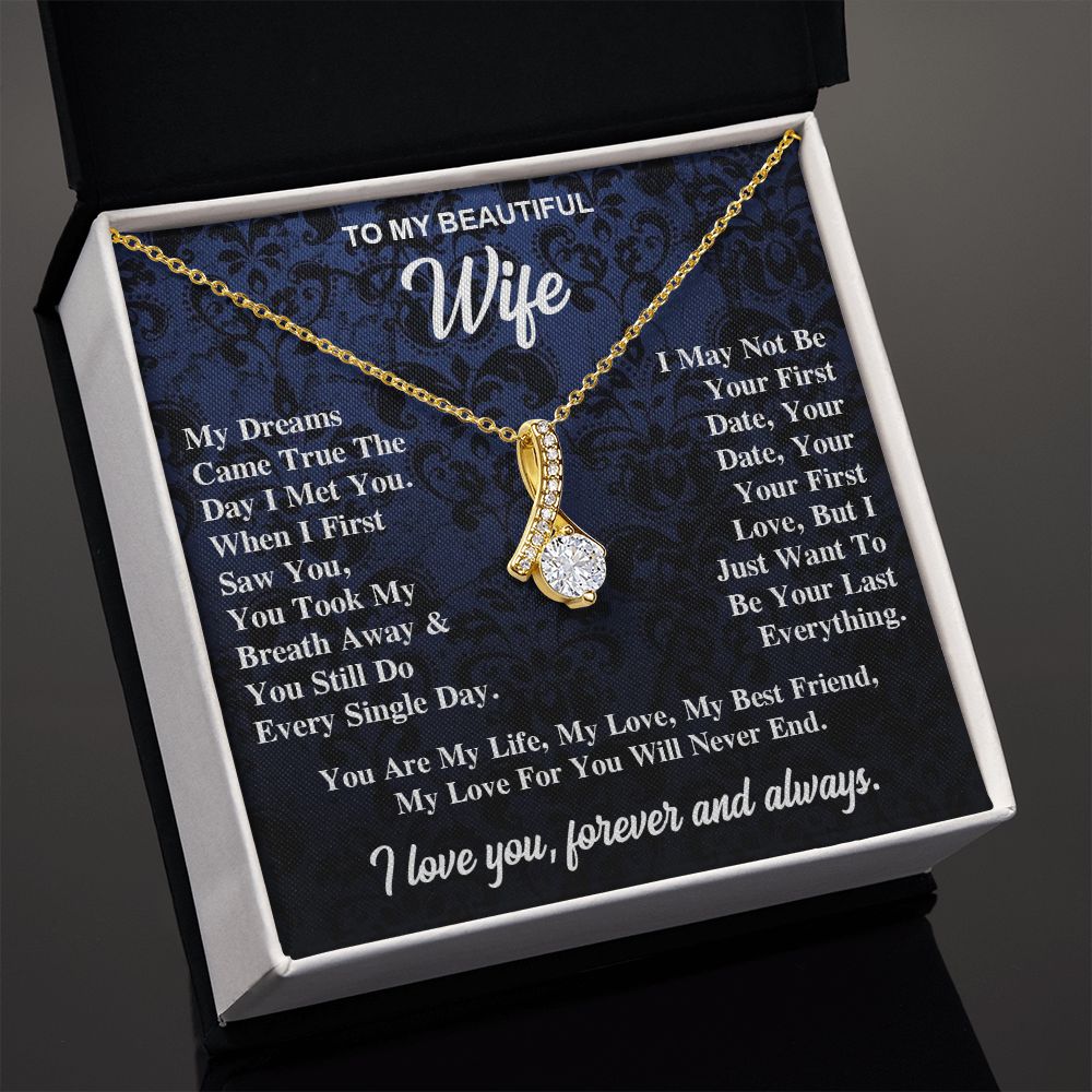 To My Wife Necklace Gift for Her, Soulmate Jewelry, Necklaces for Wife from Husband, Wedding To My Wife Necklace, Soulmate Gifts, Necklace Message Card and Gift Box Styles on Birthday, Wedding, Anniversary, Valentine Allruing Necklace