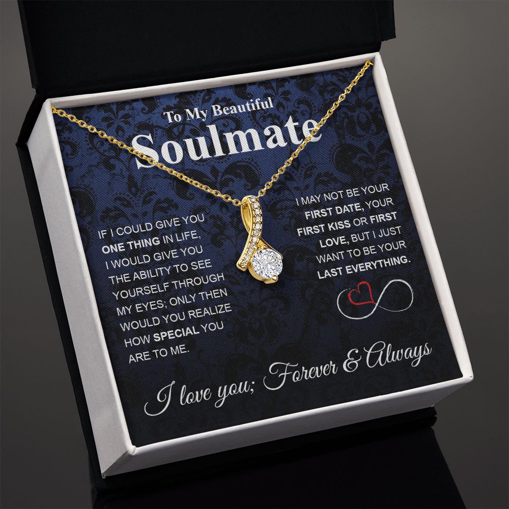To My Beautiful Soulmate Necklace My Last Everything, Promise Necklace For Her, Fiance Gifts For Her, Wedding Gifts For Future Wife With Message Card Box LED, Soulmate Necklace For Women, To My Wife Necklace Allruing Necklace