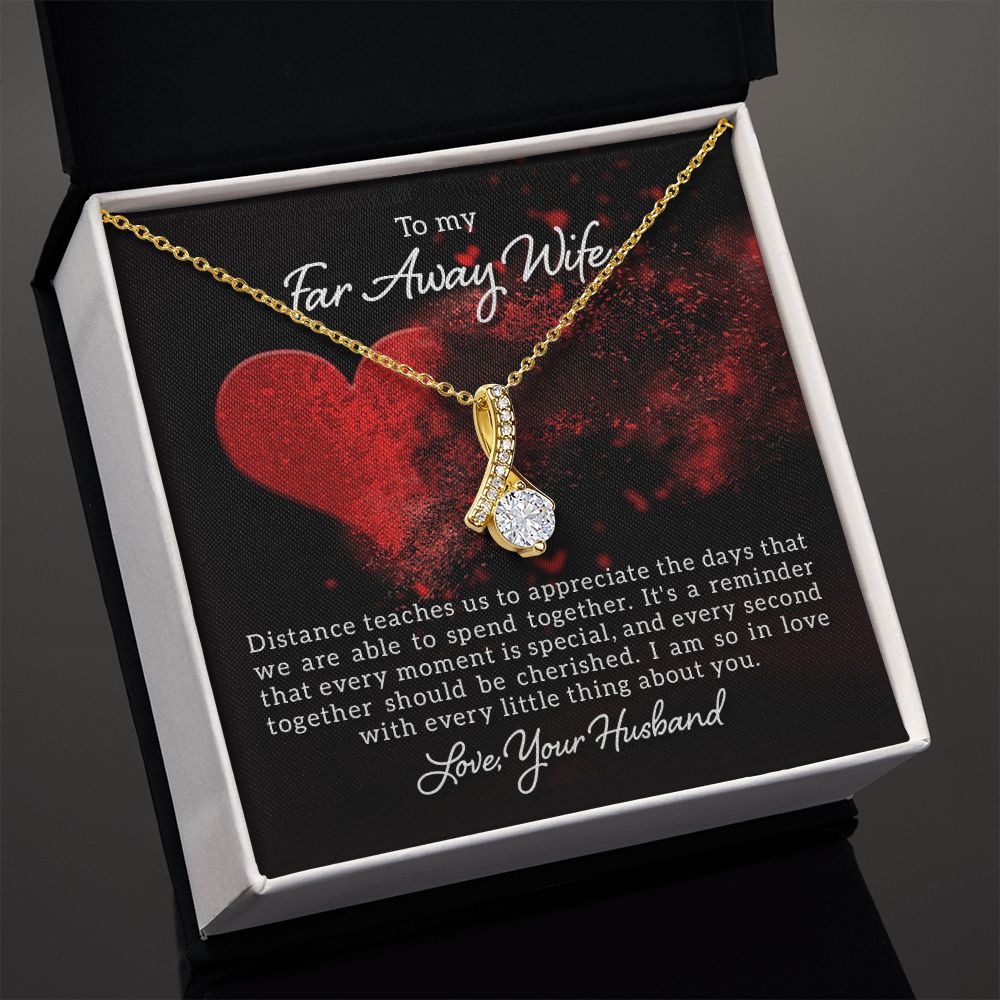 Couples Gifts, Far Away Wife Necklace Gifts From Husband, Wedding Anniversary Jewelry For Wife From Husband, Wife Birthday From Husband, To My Soulmate Message Card and Gift Box styles On Birthday, Christmas, Anniversary  Allruing Necklace