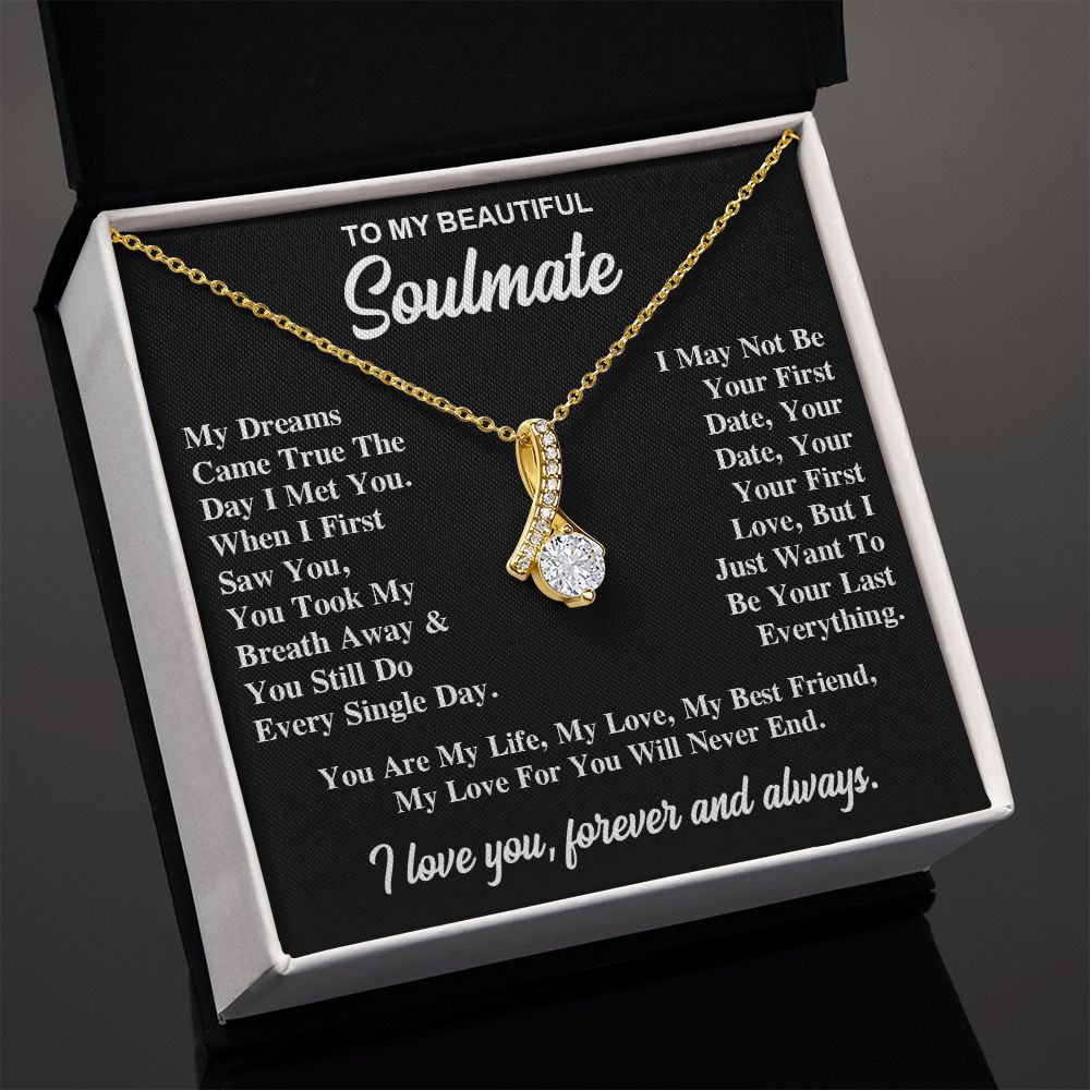 To My Soulmate Necklace Gift for Her, Soulmate Jewelry, Necklaces for Wife from Husband, Anniversary, To My Wife Necklace, Soulmate Gifts, Necklace Message Card and Gift Box Styles on Birthday, Wedding, Anniversary, Valentine Allruing Necklace