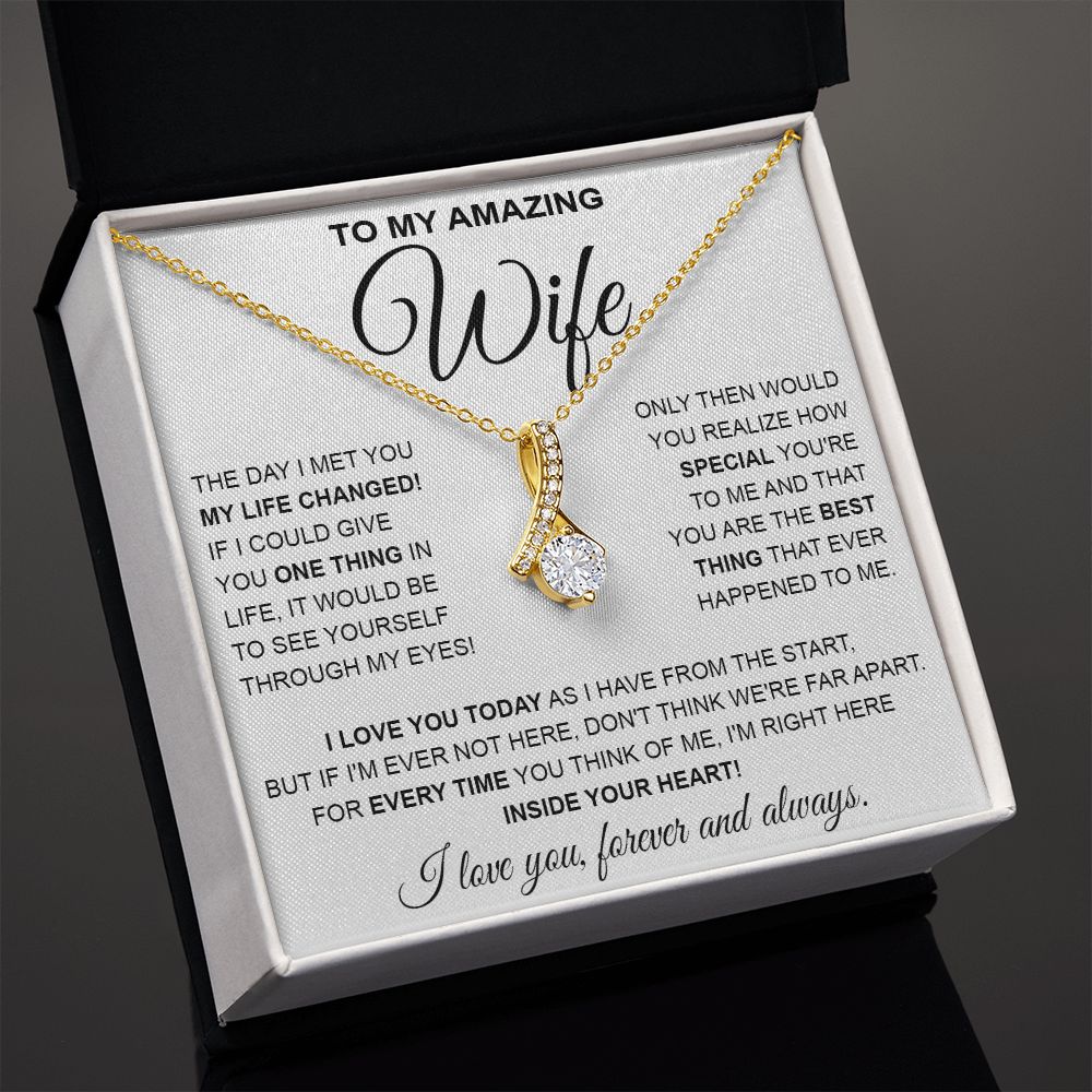 to My Wife Necklace, Soulmate Jewelry for Women, Wife Gifts from Husband , Valentine Necklace for Wife Soulmate Gifts Future Wife Necklace Message Card and Gift Box Styles on Birthday, Wedding, Anniversary, Valentine Allruing Necklace