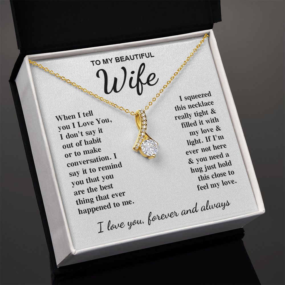 To My Beautiful Wife Necklace Gift for Her, Soulmate for Wife Birthday Gifts from Husband, Anniversary for Women, Soulmate Gifts, Message Card and Necklace Gifts Box Gift Box Styles on Birthday, Wedding, Anniversary, Valentine Allruing Necklace