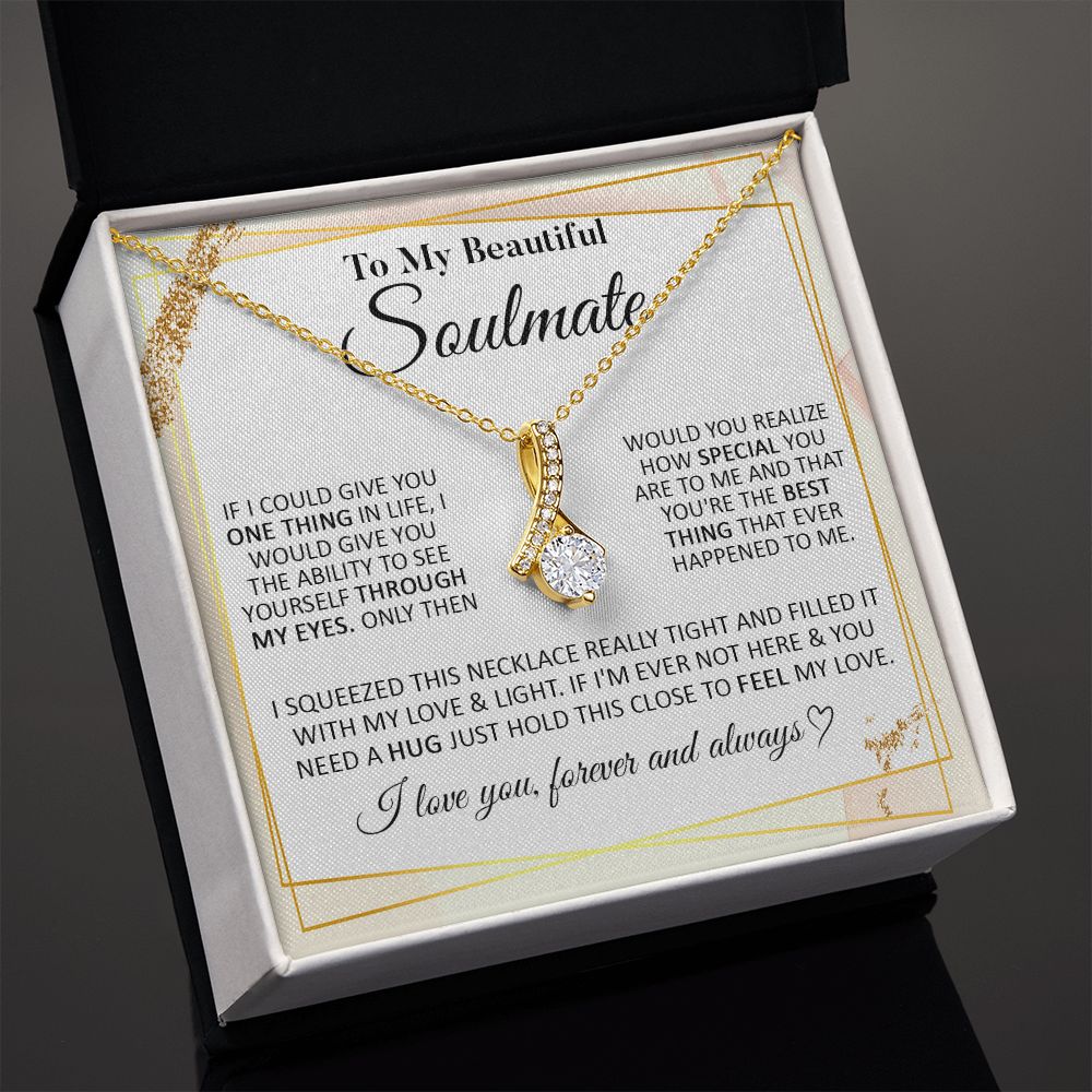 Couples Gifts To My Beautiful Soulmate Necklace From Husband, Necklace For Wife From Husband, Wife Wedding From Husband, To My Wife, Necklace Custom Name Message Card and Gift Box Styles on Birthday, Christmas, Wedding, Anniversary Allruing Necklace