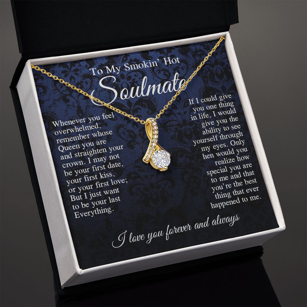 To My Smokin Hot Soulmate Necklace, Valentine Anniversary Jewelry Gift for Women, Anniversary Gifts For Wife From Husband To My Wife Necklace Message Card and Necklace Gift Box Gift Box Styles on Birthday, Wedding, Anniversary, Valentine Allruing Necklace