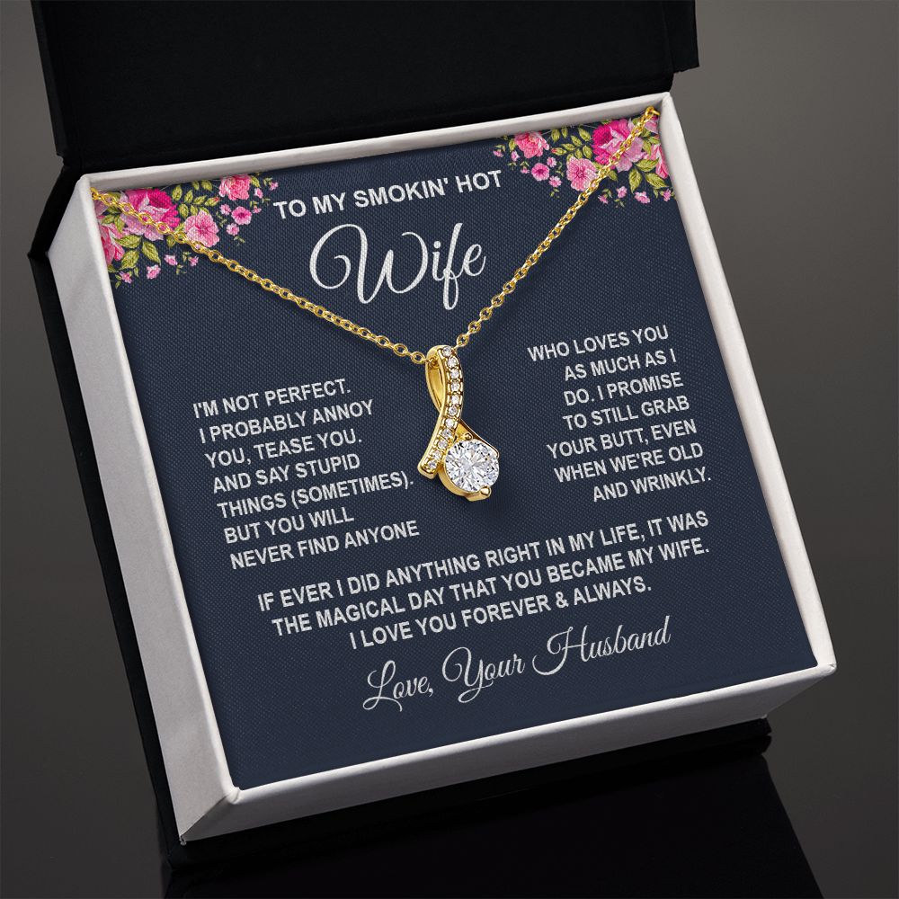Wife Necklace Gifts from Husband, Wedding Anniversary Gifts for Wife from Husband, Wife Birthday Gifts from Husband, To My Wife Necklace Message Card and Necklace Gifts Box Gift Box Styles on Birthday, Wedding, Anniversary, Valentine Allruing Necklace