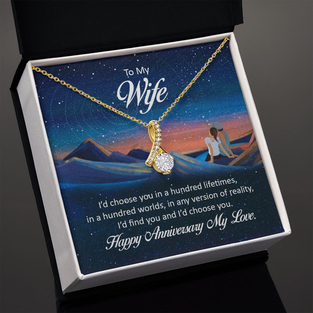 Couples Gifts Necklace To My Wife Necklace Gifts For My Wife, I Love You, Happy Anniversary My Love, Love Knot Meaningful Necklace Message Card and Gift Box Styles on Birthday, Christmas, Anniversary Allruing Necklace
