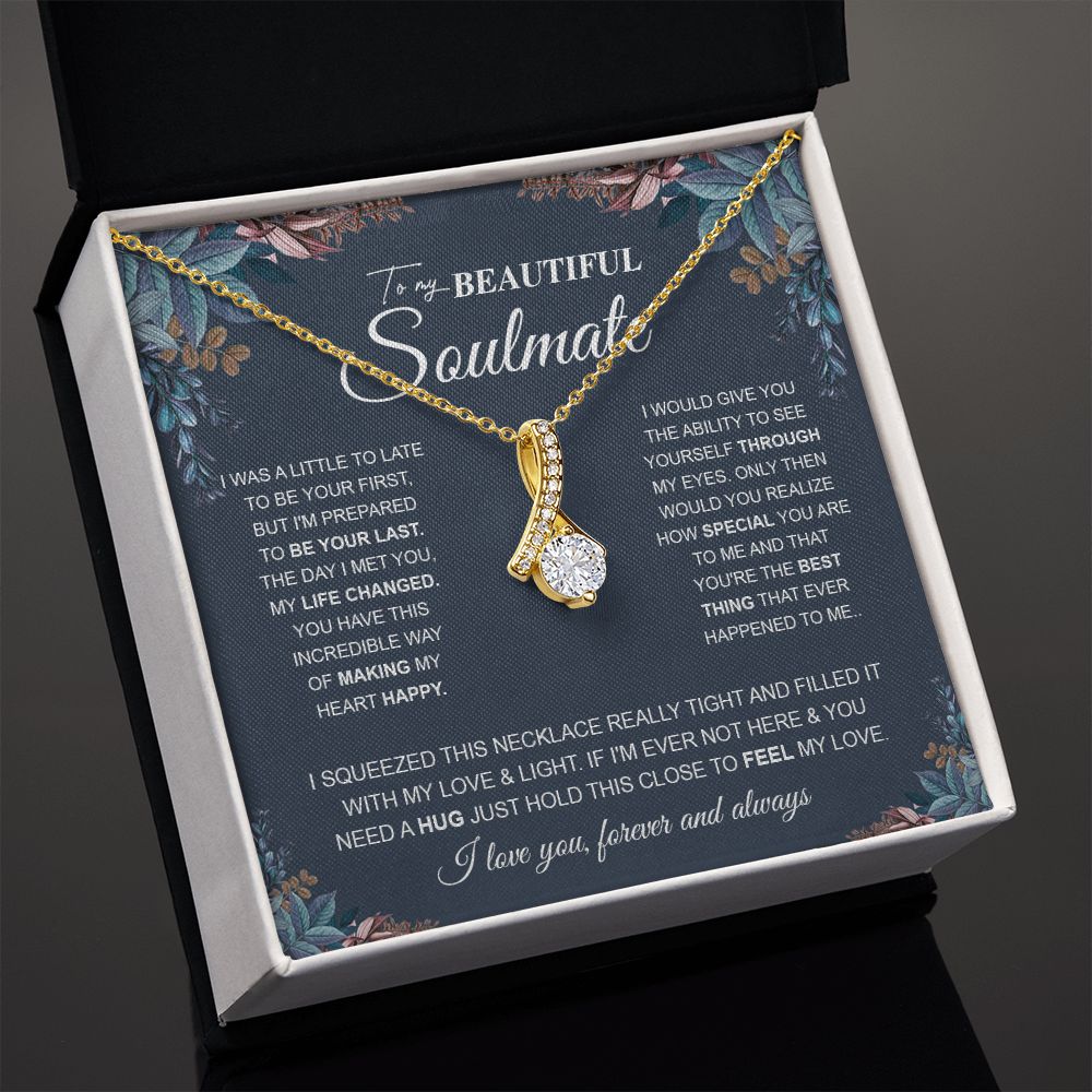 to My Beautiful Soulmate Necklace Future Wife Gifts, Promise Necklace For Her, Fiance Gifts For Her, Anniversary Birthday Gifts For Future Wife With Message Card Box LED, Soulmate Necklace For Women, To My Wife Necklace Allruing Necklace