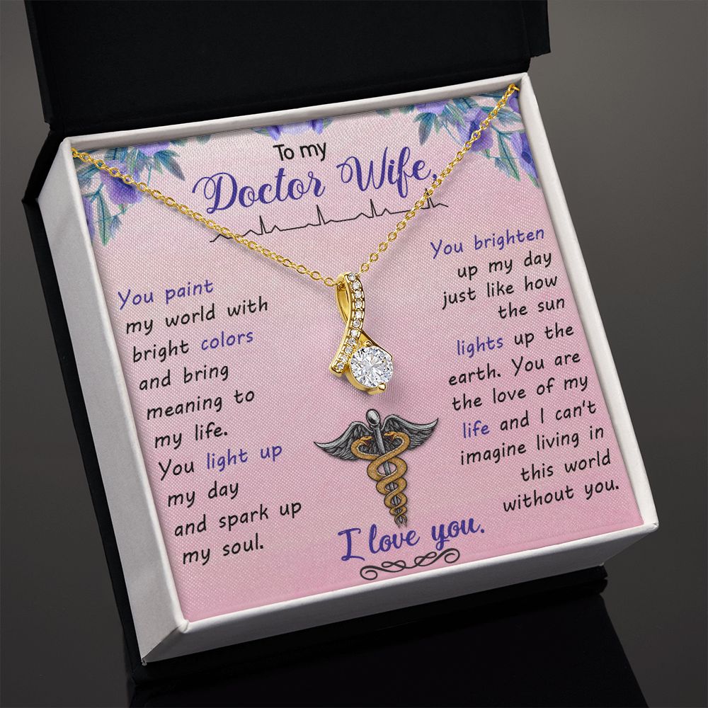 Couples Gifts, Doctor Wife Girlfriend Necklace Gifts From Husband, Wedding Anniversary Jewelry For Wife From Husband, Wife Birthday From Husband, To My Beautiful Wife Girlfriend Message Card and Gift Box styles On Birthday, Christmas, Anniversary  Allruin