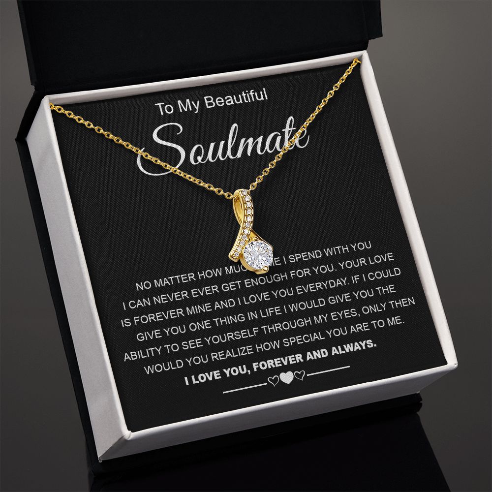To My Beautiful Soulmate Necklace Birthday Gifts for Wife Gifts from Husband, Wife Valentine Gifts, Gifts for Wife, Message Card and Necklace Gift Box Gift Box Styles on Birthday, Wedding, Anniversary, Valentine Allruing Necklace