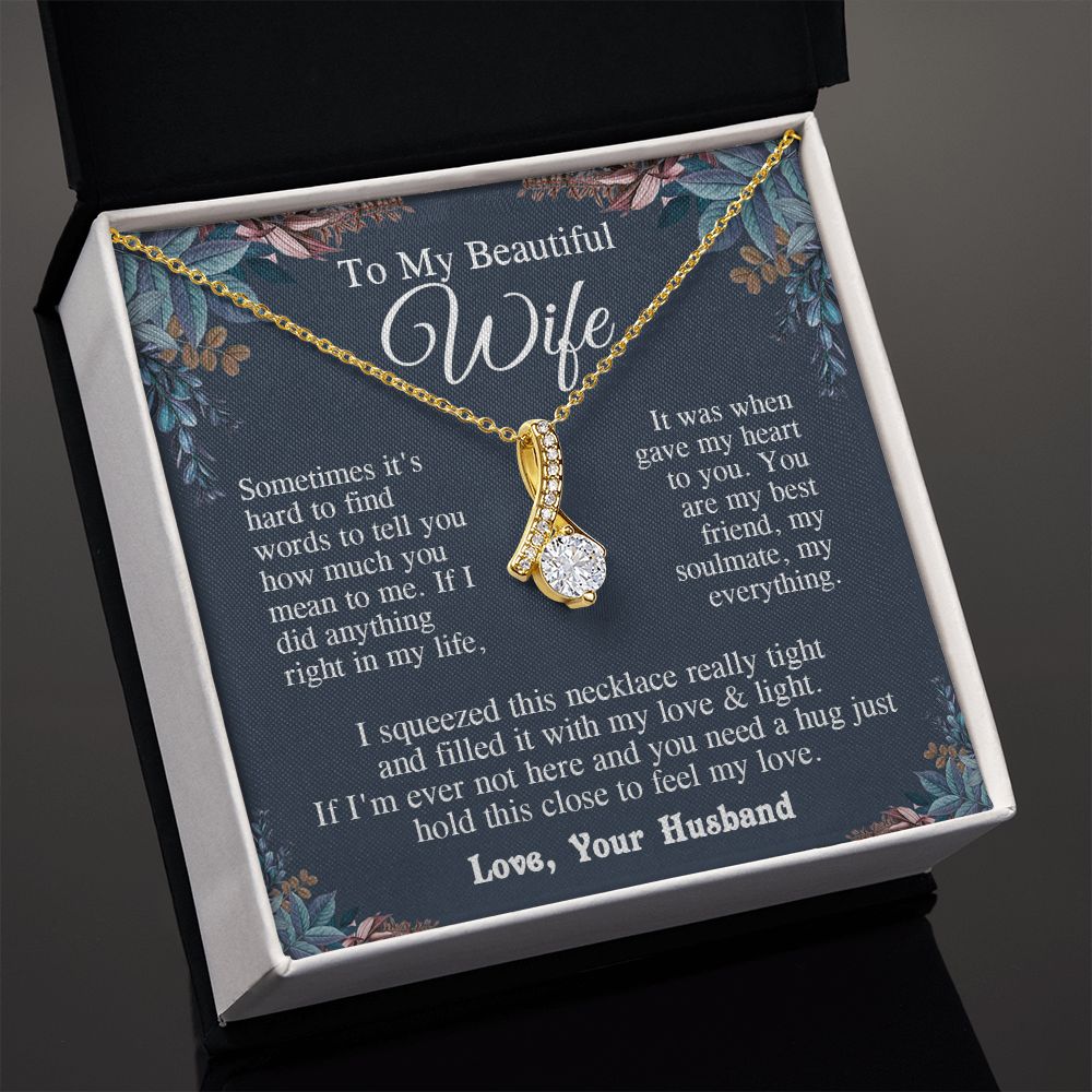 Wife Necklace from Husband, Valentine Romantic Gift for Wife from Husband to My Wife Necklaces for Wife Birthday Gifts, Wife Jewelry Necklace Message Card and Necklace Gift Box Gift Box Styles on Birthday, Wedding, Anniversary, Valentine Allruing Necklace