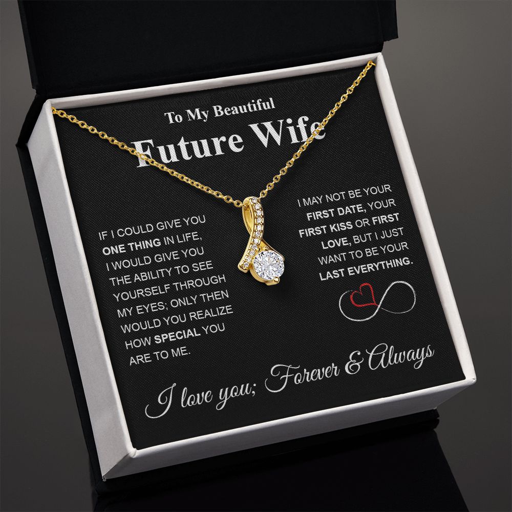 Future Wife Necklace My Last Everything, Promise Necklace For Her, Fiance Gifts For Her, Valentine Gifts For Future Wife With Message Card Box LED, Soulmate Necklace For Women, To My Wife Necklace Allruing Necklace