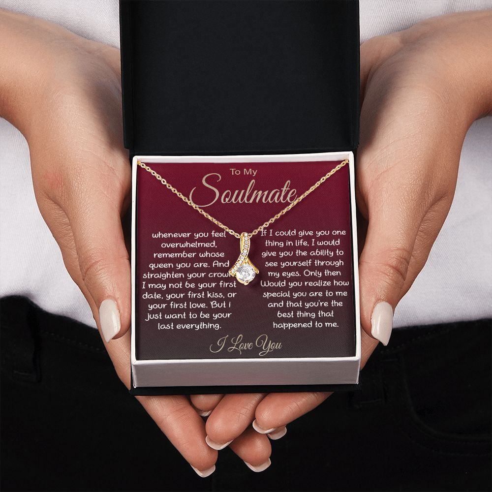 To My Soulmate Necklace For Women, Couple Gifts For Girlfriend, Valentine Christmas Presents For Girlfriend, Valentine Necklace Gifts For Wife, Women Romantic Jewelry For Her Vanlentine Day's Message Card and Gift Box Styles ALLURING