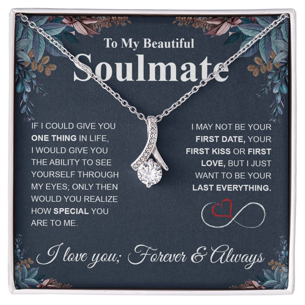 To My Beautiful Soulmate Necklace My Last Everything, Promise Necklace For Her, Fiance Gift For Her, Wedding Gifts For Future Wife With Message Card Box LED, Soulmate Necklace For Women, To My Wife Necklace Allruing Necklace