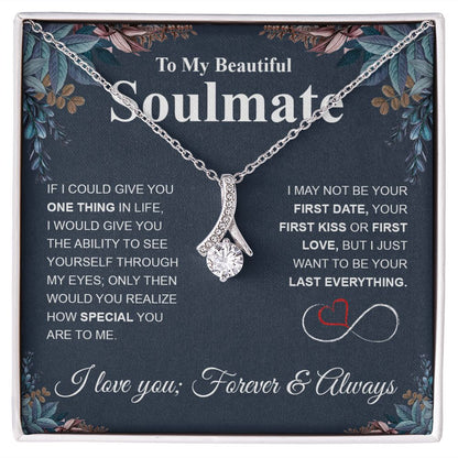 To My Beautiful Soulmate Necklace My Last Everything, Promise Necklace For Her, Fiance Gift For Her, Wedding Gifts For Future Wife With Message Card Box LED, Soulmate Necklace For Women, To My Wife Necklace Allruing Necklace