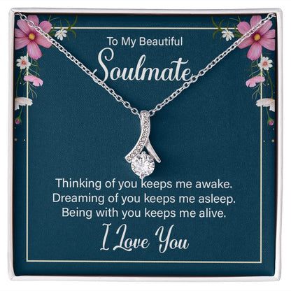 To My Beautiful Soulmate Necklace for her Jewelry For Her Couples Gifts Necklaces For Soul Mate Christmas Jewelry, Love Knot Meaningful Necklace Message Card and Gift Box Styles on Birthday, Christmas, Anniversary  Allruing Necklace