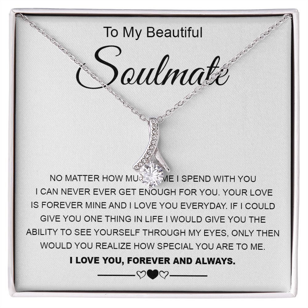 To My Beautiful Soulmate Necklace Valentine Gifts for Wife Gifts from Husband, Wife Anniversary Gifts, Gifts for Wife, Message Card and Necklace Gift Box Gift Box Styles on Birthday, Wedding, Anniversary, Valentine Allruing Necklace