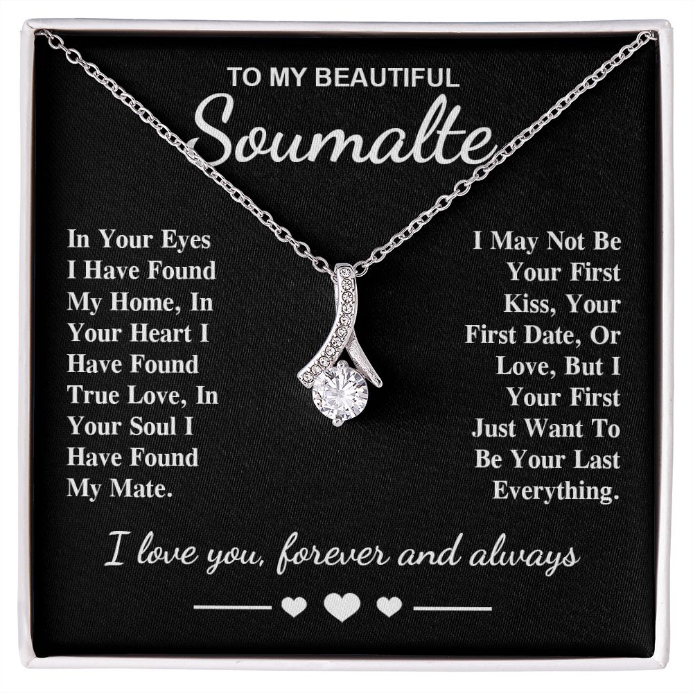 To My Beautiful Soulmate Necklace Gifts, Soulmate for Wife Birthday Gifts from Husband, Valentine for Women, Soulmate Gifts, Message Card and Necklace Gifts Box Gift Box Styles on Birthday, Wedding, Anniversary, Valentine Allruing Necklace
