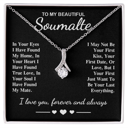 To My Beautiful Soulmate Necklace Gifts, Soulmate for Wife Birthday Gifts from Husband, Valentine for Women, Soulmate Gifts, Message Card and Necklace Gifts Box Gift Box Styles on Birthday, Wedding, Anniversary, Valentine Allruing Necklace