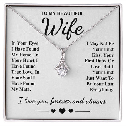 To My Beautiful Wife Necklace Gift, Soulmate for Wife Birthday Gifts from Husband, Anniversary for Women, Soulmate Gifts, Message Card and Necklace Gifts Box Gift Box Styles on Birthday, Wedding, Anniversary, Valentine Allruing Necklace