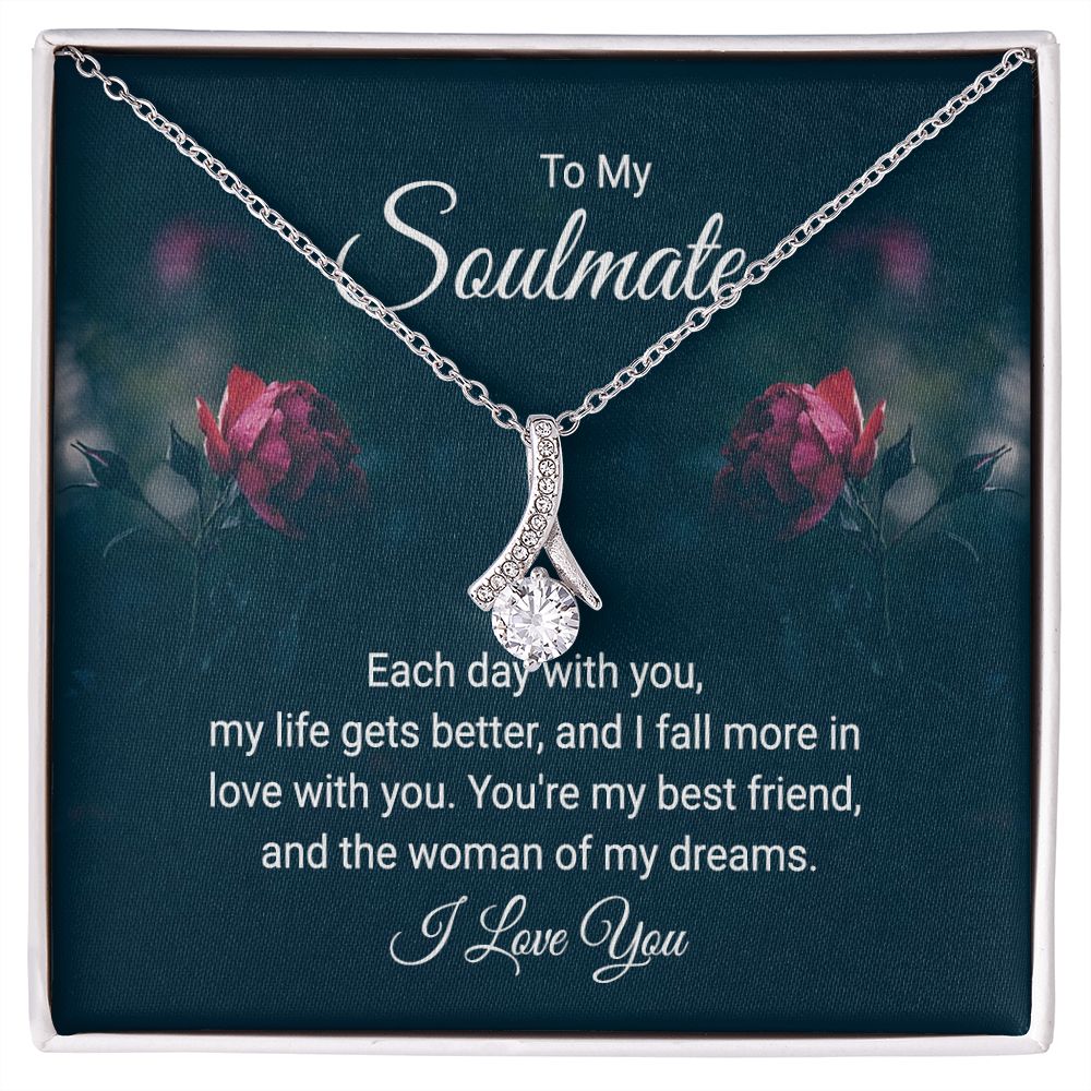 To My Soulmate Necklace for her Jewelry For Her Couples Gifts Necklaces For Soul Mate Christmas Jewelry, Dear Wife, Forever & Always, Love Knot Meaningful Necklace Message Card and Gift Box Styles on Birthday, Christmas, Anniversary Allruing Necklace