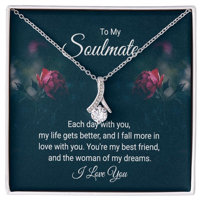To My Soulmate Necklace for her Jewelry For Her Couples Gifts Necklaces For Soul Mate Christmas Jewelry, Dear Wife, Forever & Always, Love Knot Meaningful Necklace Message Card and Gift Box Styles on Birthday, Christmas, Anniversary Allruing Necklace