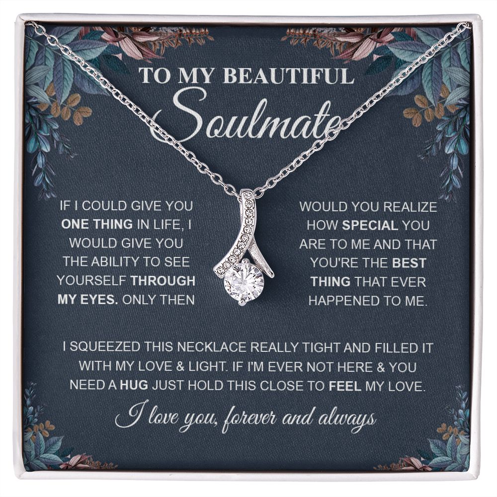 To My Beautiful Soulmate Necklace, Love Necklace for Girlfriend, Wife Gift, Soulmate Jewelry, Soulmate Necklace, Future Wife Gift, Necklace for Wife from Husband Necklace Message Card and Gift Box Styles on Birthday, Christmas, Wedding, Anniversary Allrui