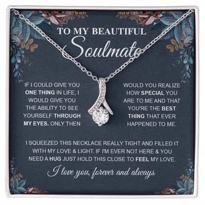 To My Beautiful Soulmate Necklace, Love Necklace for Girlfriend, Wife Gift, Soulmate Jewelry, Soulmate Necklace, Future Wife Gift, Necklace for Wife from Husband Necklace Message Card and Gift Box Styles on Birthday, Christmas, Wedding, Anniversary Allrui