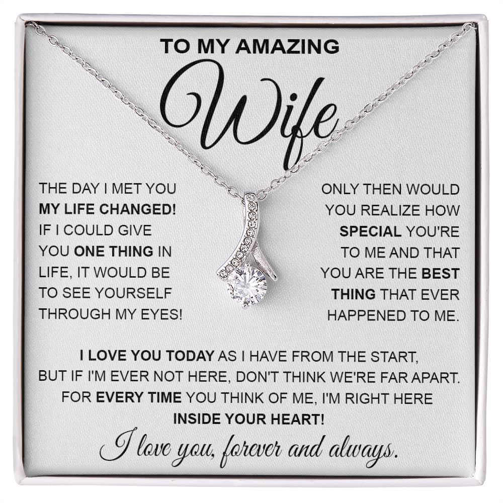 to My Wife Necklace, Soulmate Jewelry for Women, Wife Gifts from Husband , Valentine Necklace for Wife Soulmate Gifts Future Wife Necklace Message Card and Gift Box Styles on Birthday, Wedding, Anniversary, Valentine Allruing Necklace