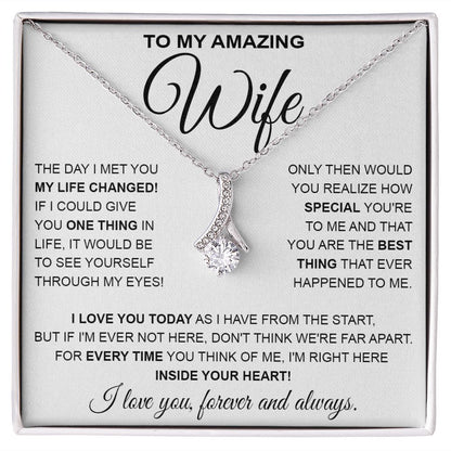to My Wife Necklace, Soulmate Jewelry for Women, Wife Gifts from Husband , Valentine Necklace for Wife Soulmate Gifts Future Wife Necklace Message Card and Gift Box Styles on Birthday, Wedding, Anniversary, Valentine Allruing Necklace