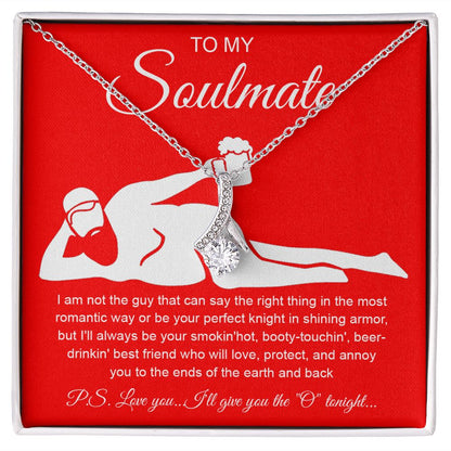 To My Soulmate Necklace For Women, Funny Gifts For Girlfriend,Valentine Presents For Girlfriend, Best Birthday Meaningful Gift Ideas For Wife, Women Romantic Jewelry For Her Anniversary Message Card and Gift Box Styles Allruing Necklace