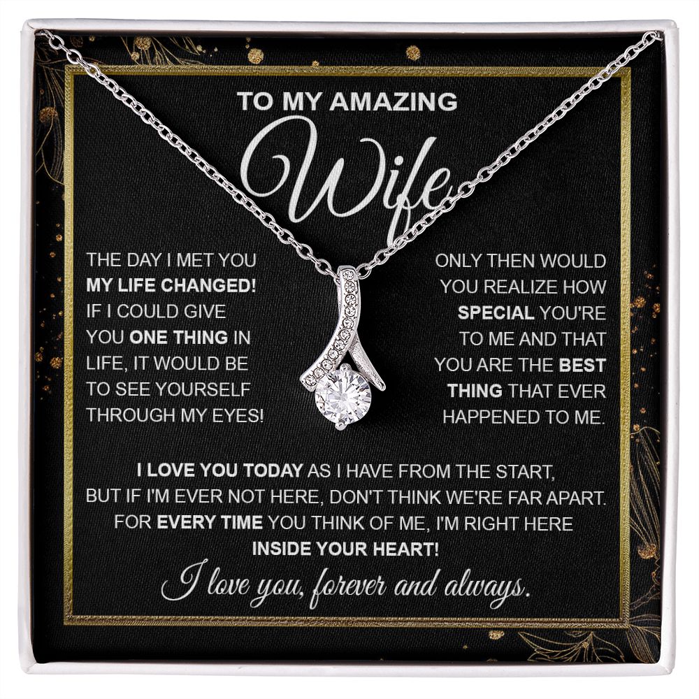 to My Wife Necklace, Soulmate Jewelry for Women, Wife Gifts from Husband, Birthday Necklace for Wife Soulmate Gifts Future Wife Necklace Message Card and Gift Box Styles on Birthday, Wedding, Anniversary, Valentine Allruing Necklace