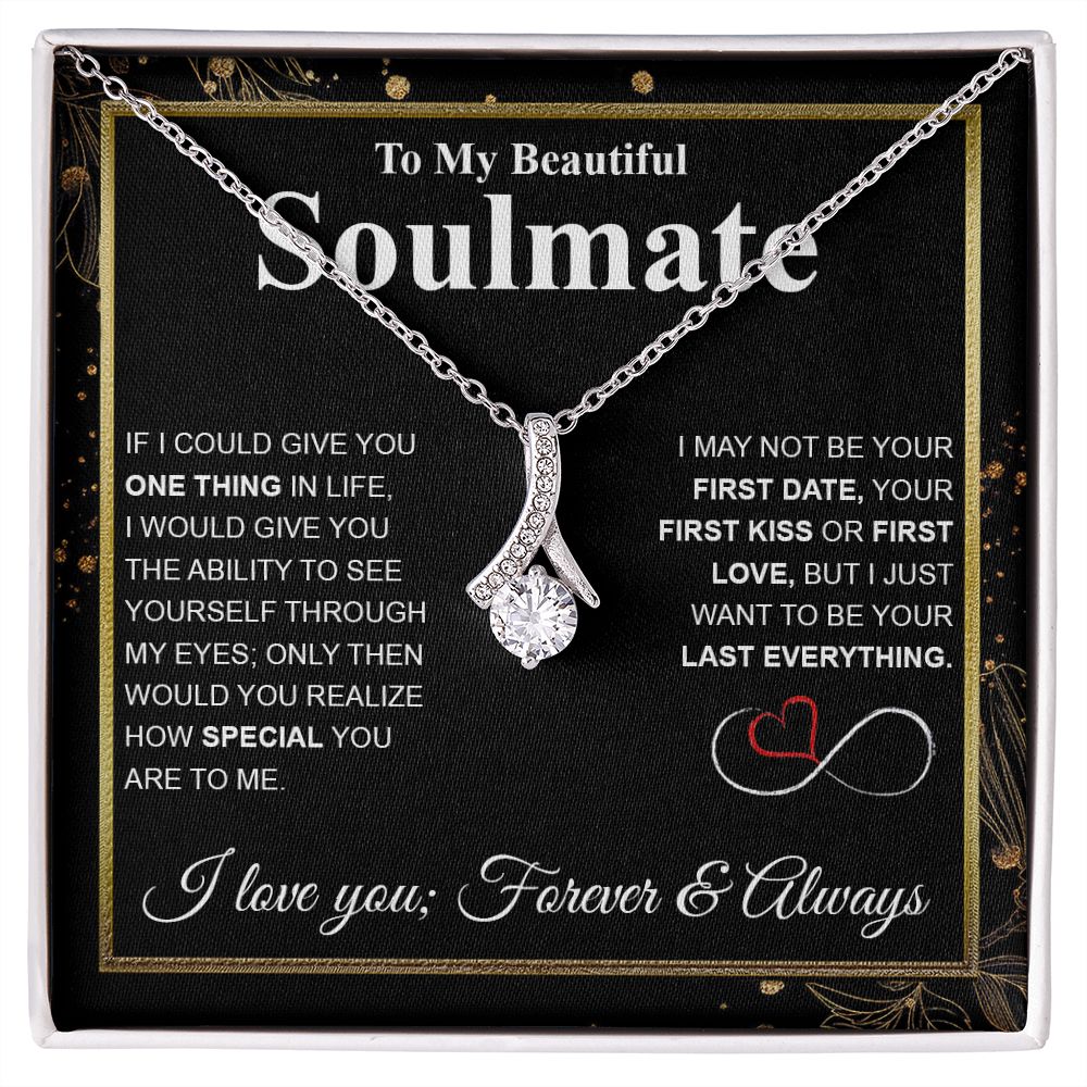 To My Beautiful Soulmate Necklace My Last Everything, Promise Necklace For Her, Fiance Gifts For Her, Wedding Valentine Gifts For Future Wife With Message Card Box LED, Soulmate Necklace For Women, To My Wife Necklace Allruing Necklace