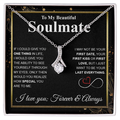 To My Beautiful Soulmate Necklace My Last Everything, Promise Necklace For Her, Fiance Gifts For Her, Wedding Valentine Gifts For Future Wife With Message Card Box LED, Soulmate Necklace For Women, To My Wife Necklace Allruing Necklace