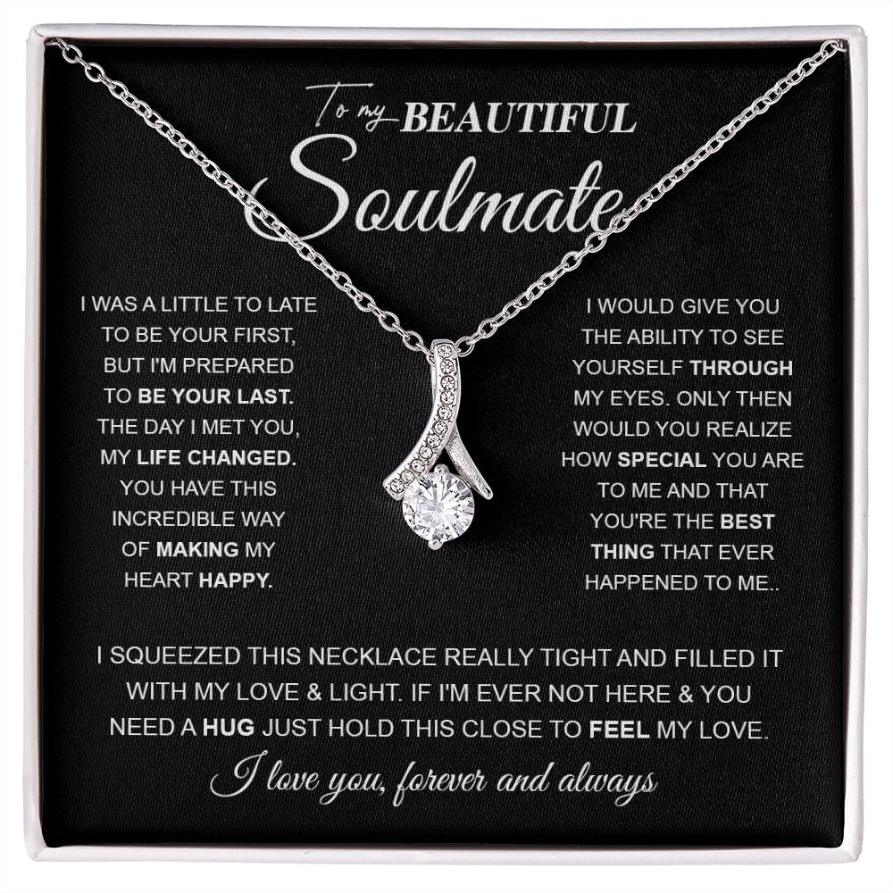to My Beautiful Soulmate Necklace Future Wife Gifts, Promise Necklace For Her, Fiance Gifts For Her, Wedding Valentine Gifts For Future Wife With Message Card Box LED, Soulmate Necklace For Women, To My Wife Necklace Allruing Necklace