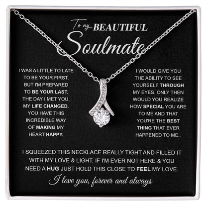 to My Beautiful Soulmate Necklace Future Wife Gifts, Promise Necklace For Her, Fiance Gifts For Her, Wedding Valentine Gifts For Future Wife With Message Card Box LED, Soulmate Necklace For Women, To My Wife Necklace Allruing Necklace