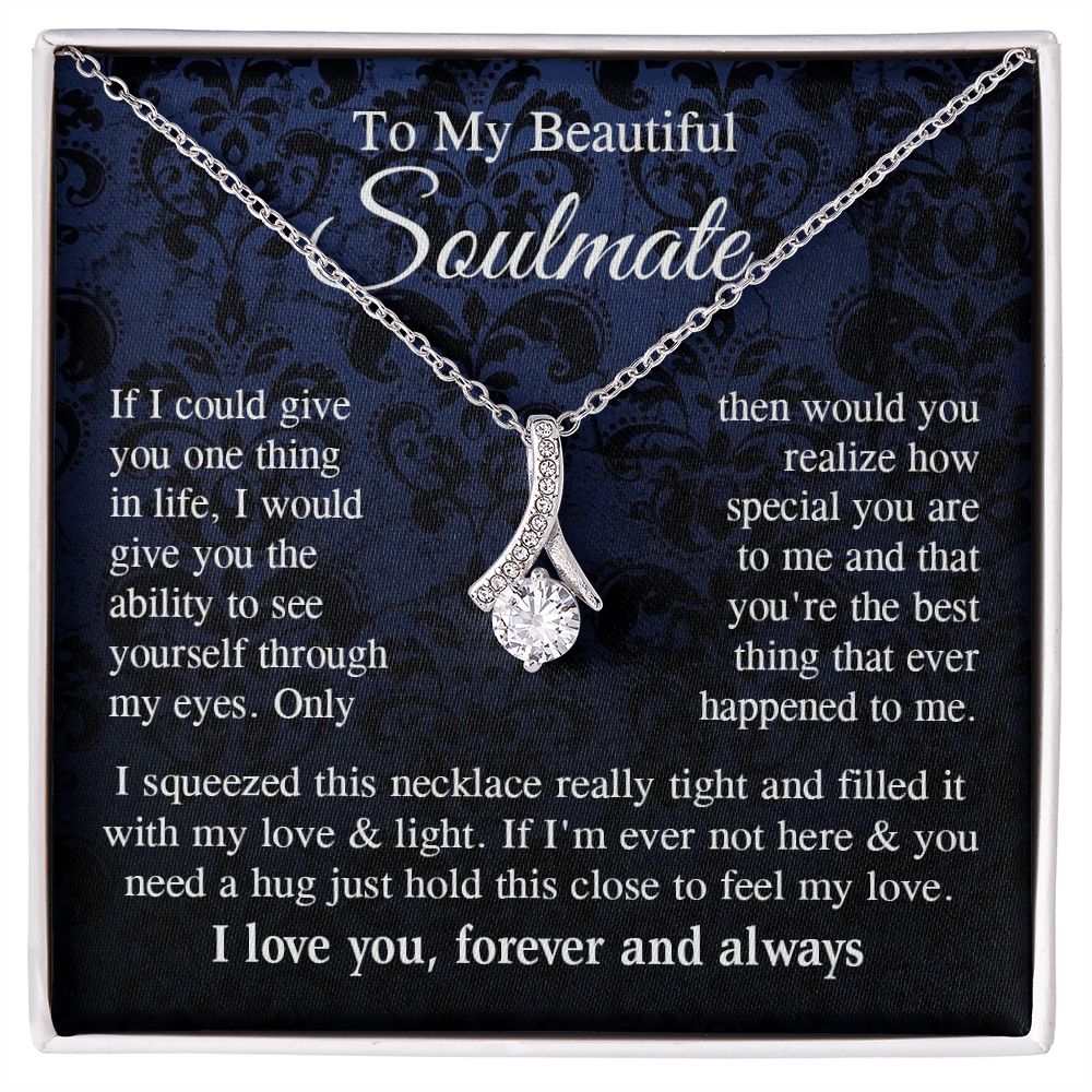 Soulmate Necklace Gift for Her, Soulmate Jewelry, Necklace for Future Wife, Valentine Anniversary Jewelry for Wife Necklace Gifts from Husband - Soulmate Gift Necklace with Message Card and Gift Box Allruing Necklace