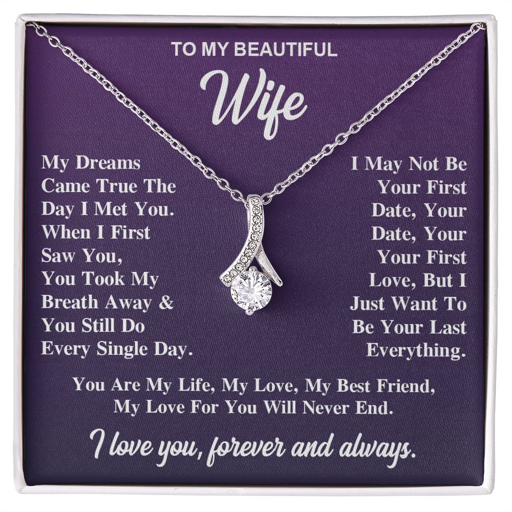 To My Wife Necklace Gift for Her, Soulmate Jewelry, Necklaces for Wife from Husband, Valentine To My Wife Necklace, Soulmate Gifts, Necklace Message Card and Gift Box Styles on Birthday, Wedding, Anniversary, Valentine Allruing Necklace