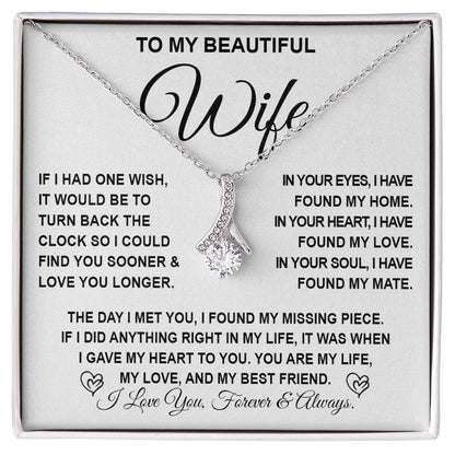 To My Beautiful Wife Necklace Gift for Her, Soulmate for Wife Birthday Gifts from Husband, Anniversary Jewelry for Women, Soulmate Gifts, Message Card and Necklace Gifts Box Gift Box Styles on Birthday, Wedding, Anniversary, Valentine Allruing Necklace