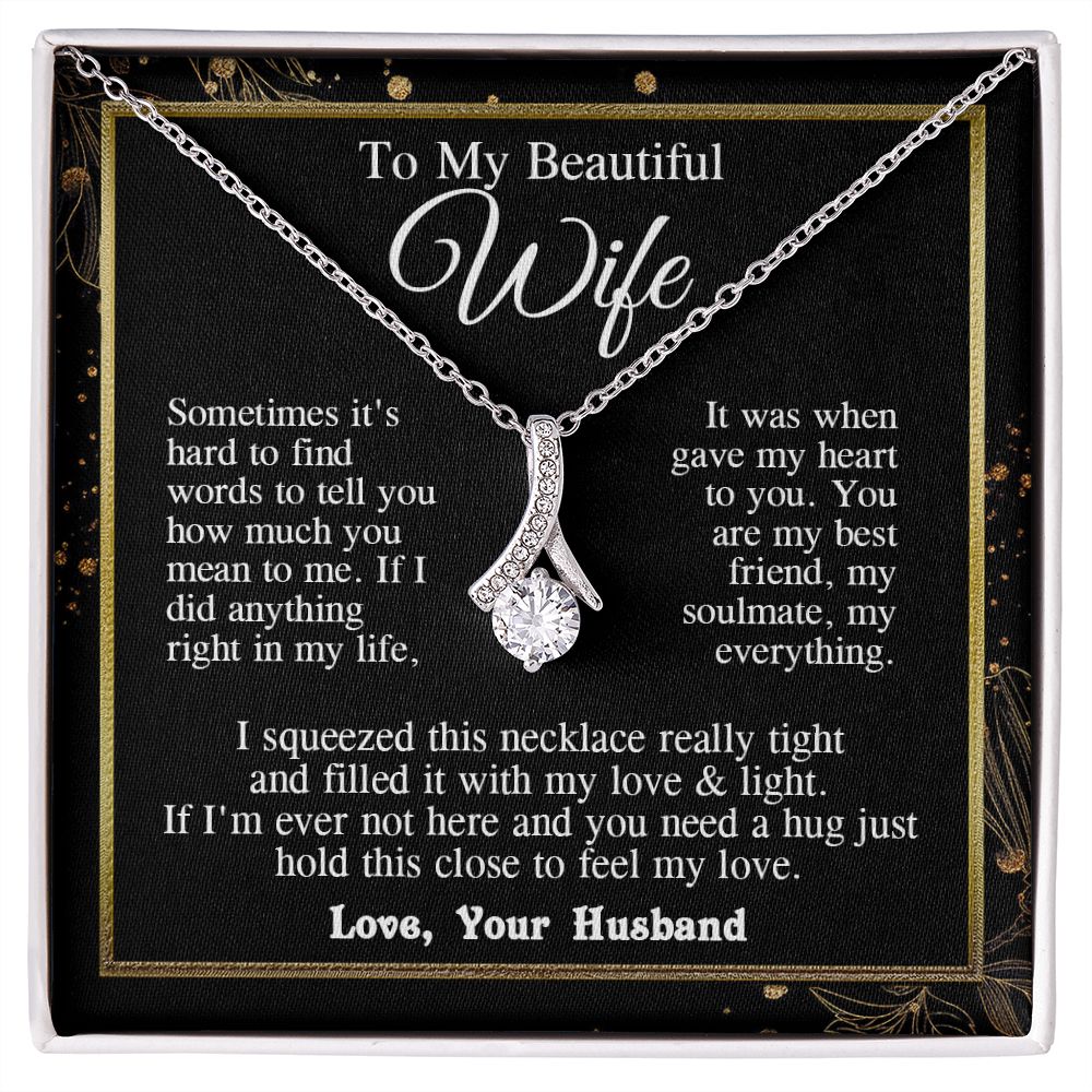 Wife Necklace from Husband, Valentine Romantic Gift for Wife from Husband to My Wife Necklaces for Wife Anniversary Gifts, Wife Jewelry Necklace Message Card and Necklace Gift Box Gift Box Styles on Birthday, Wedding, Anniversary, Valentine Allruing Neckl